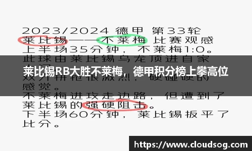莱比锡RB大胜不莱梅，德甲积分榜上攀高位